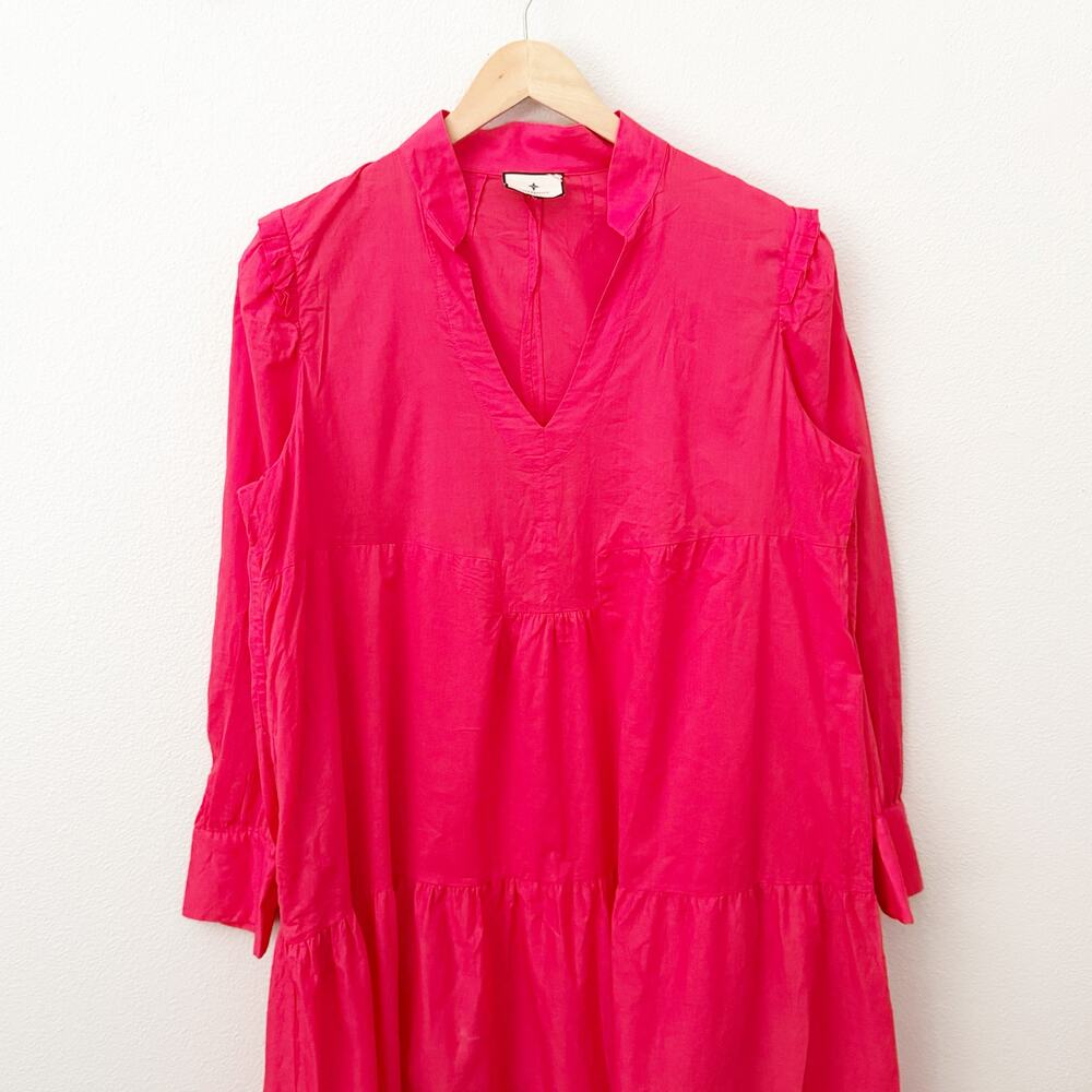 TUCKERNUCK | Poppy Bright Pink Tiered Cotton Maxi Dress Ruffle Puffed | XXL - Picture 2 of 9